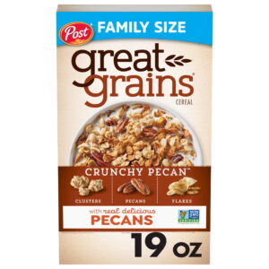 Publish Nice Grains Crunchy Pecan Breakfast Cereal – Non-GMO, Coronary heart-Wholesome, Low-Fats, Entire Grain – 19 oz