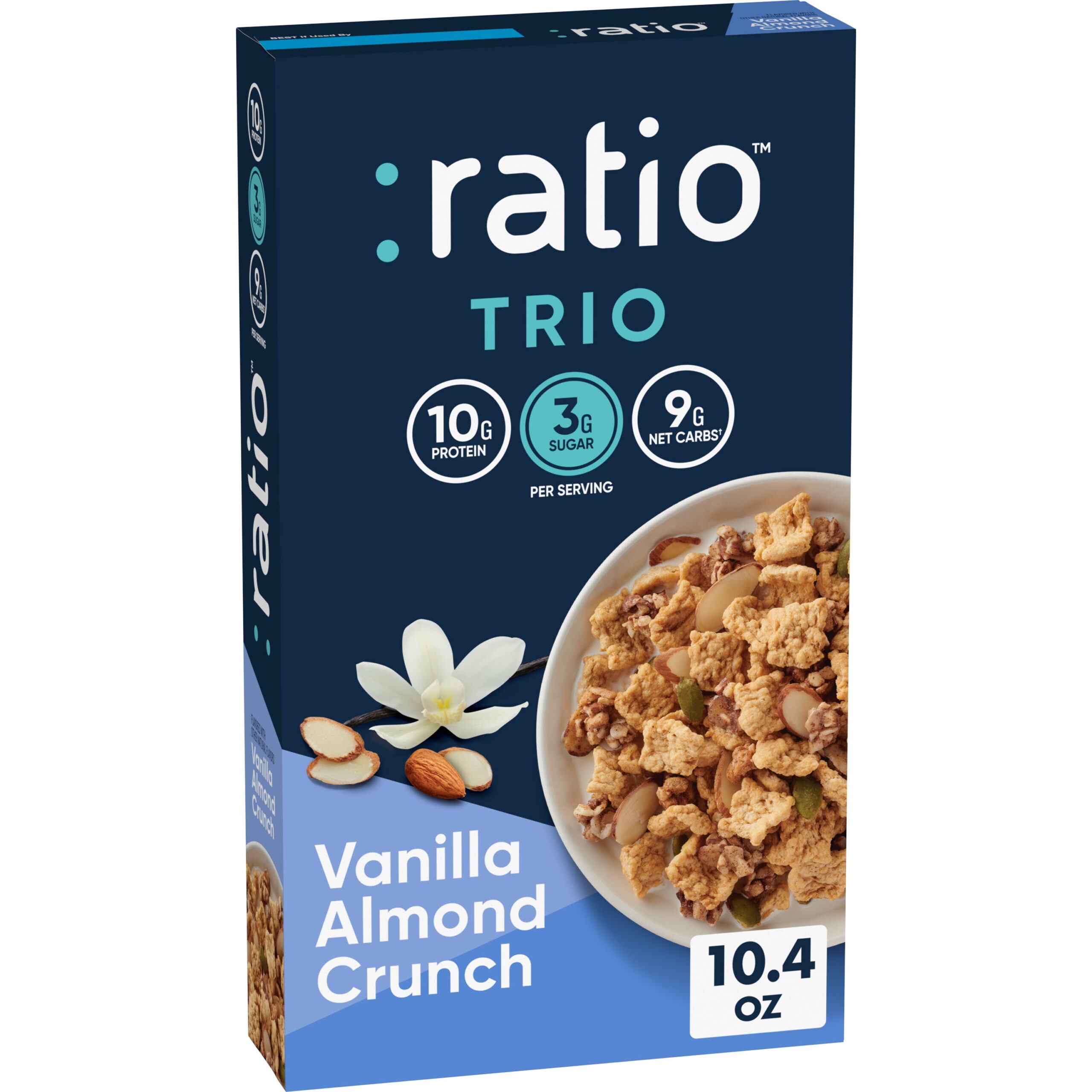 Ratio Vanilla Almond Crunch Cereal – 10g Protein, Keto-Pleasant, 10.4 oz